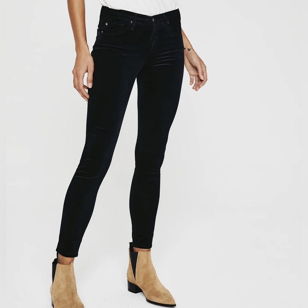 AG JEANS "THE LEGGING SUPER SKINNY" BLACK VELVET JEANS